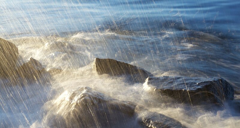 Rain on Ocean Rocks