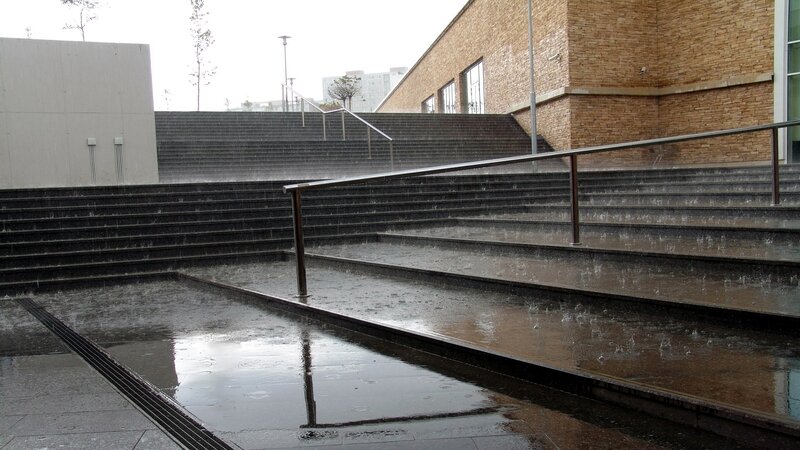 Rain on Stone Steps