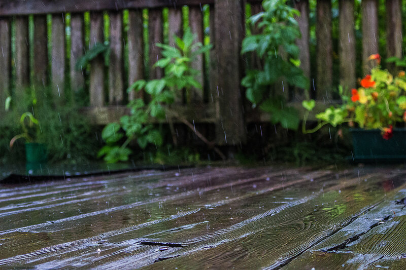 Rain on Wooden Deck