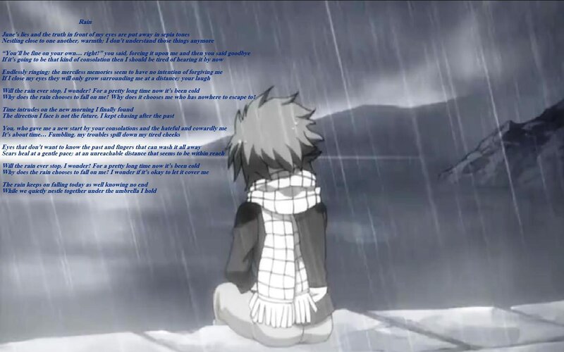 Rain poem with anime character