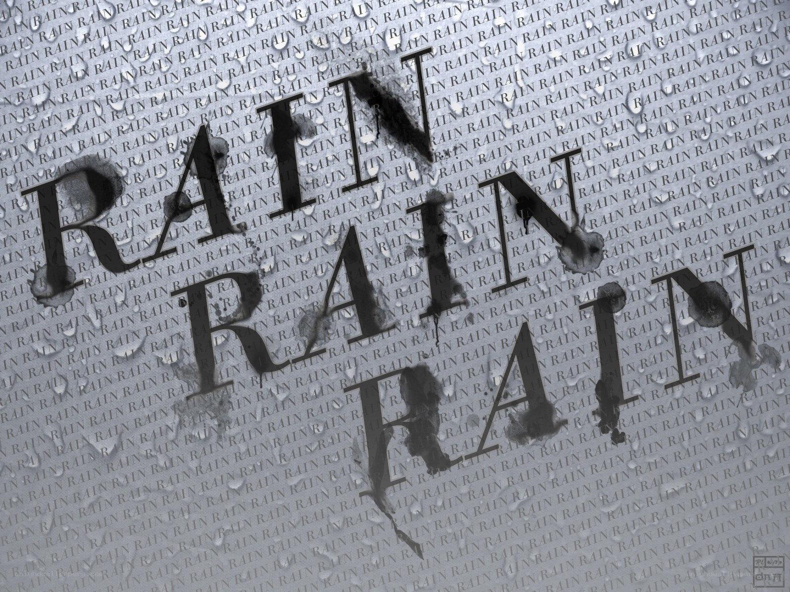 Rain text on wet glass