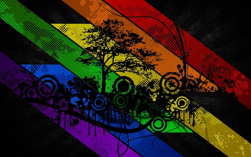 rainbow abstract tree design