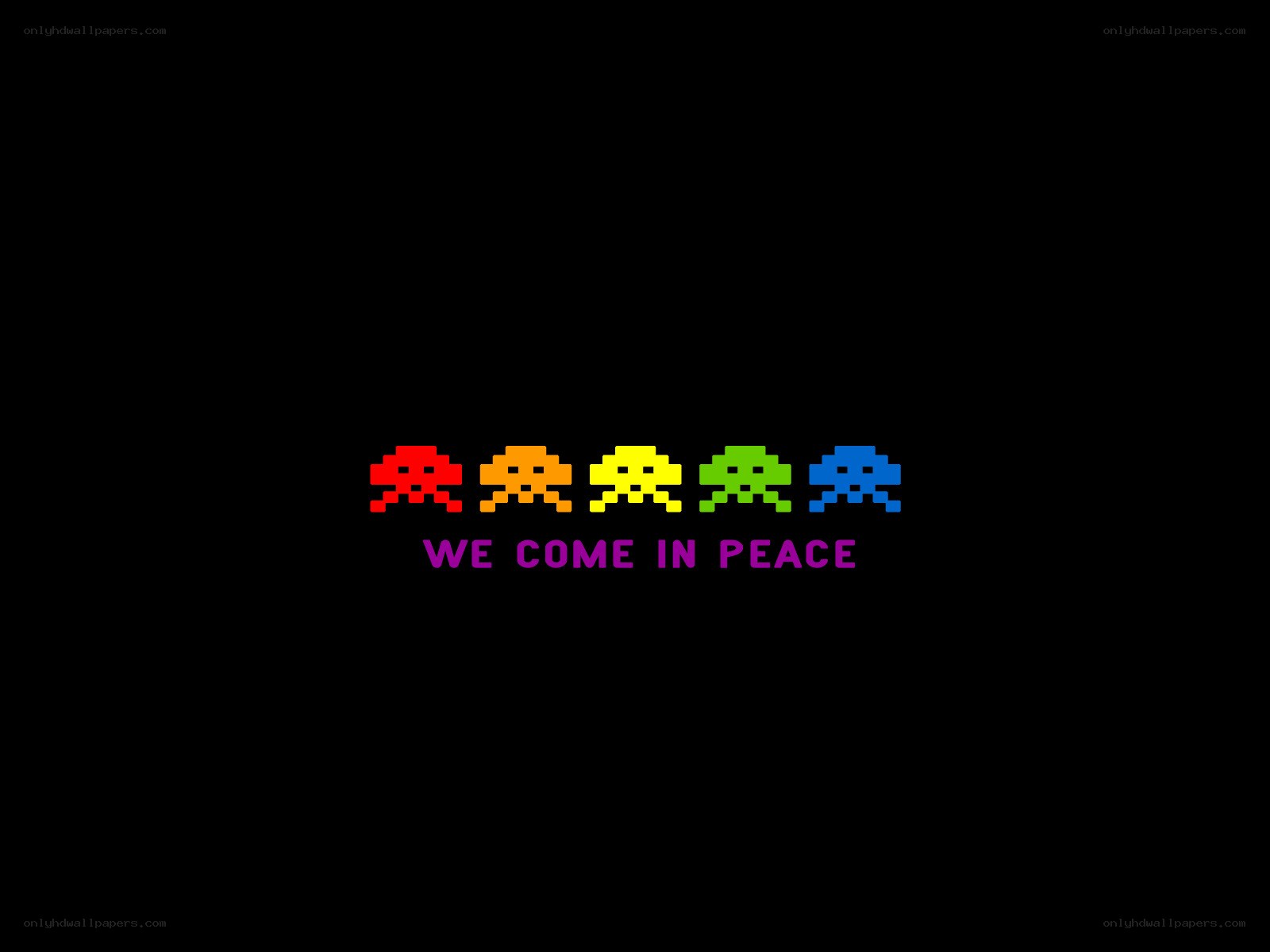 Rainbow aliens with peace message
