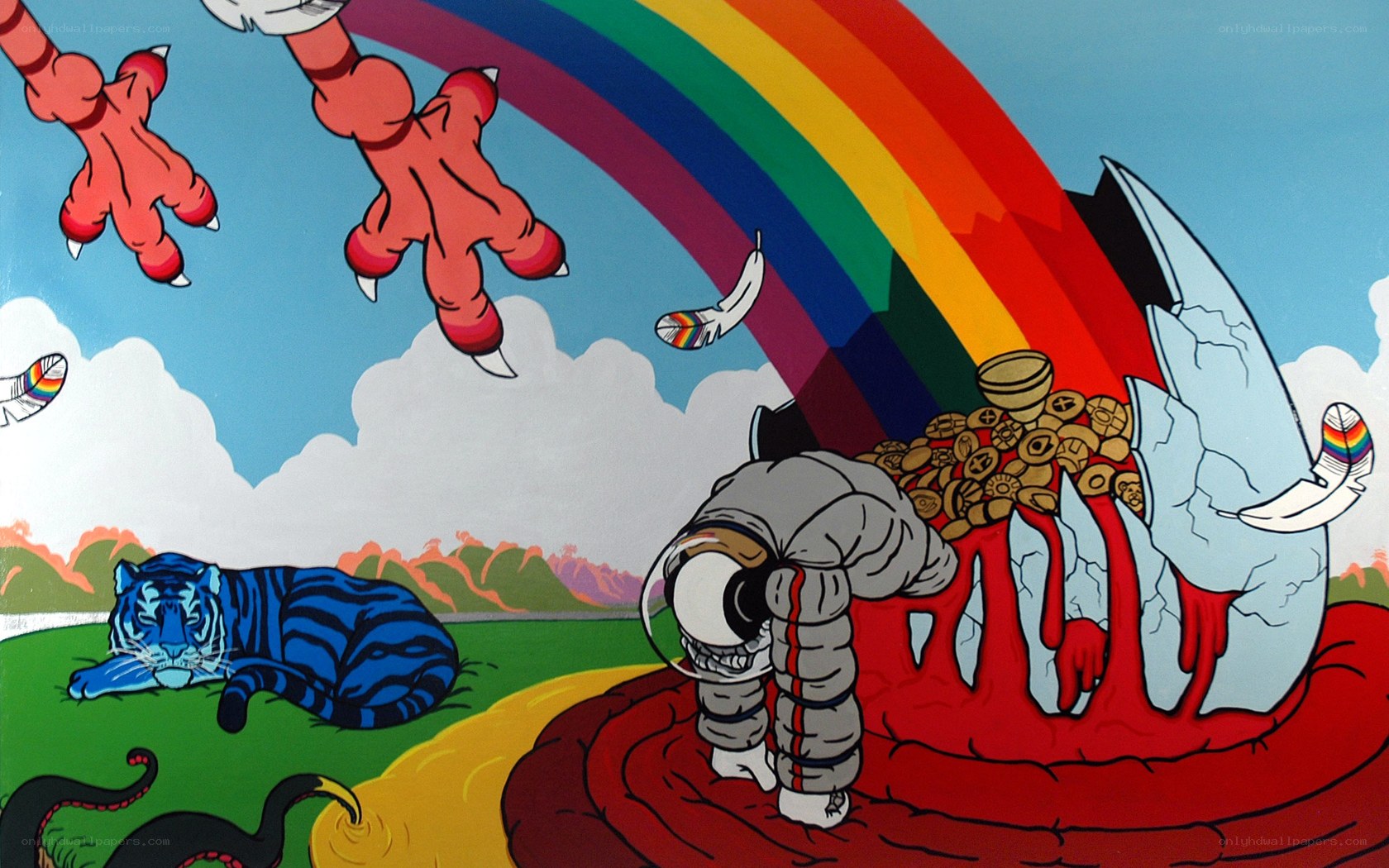 Rainbow and Astronaut Scene