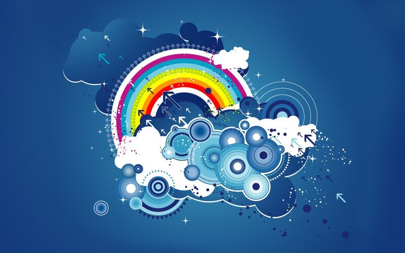 Rainbow and cloud abstract art