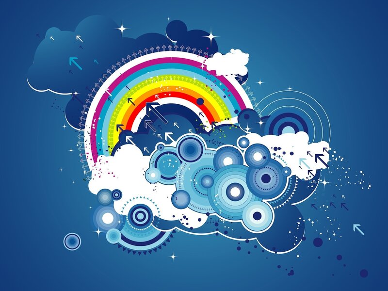 Rainbow and cloud abstract art