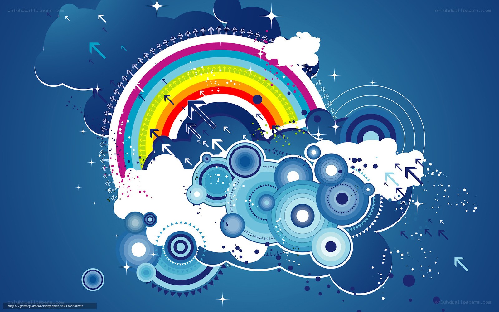 Rainbow and cloud abstract art