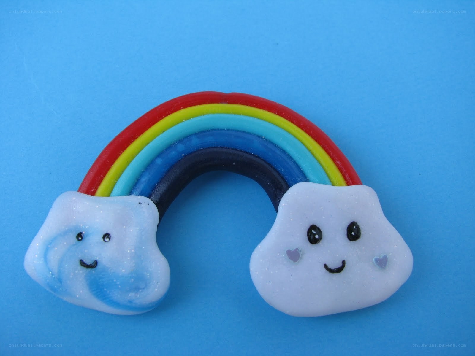 rainbow and clouds brooch