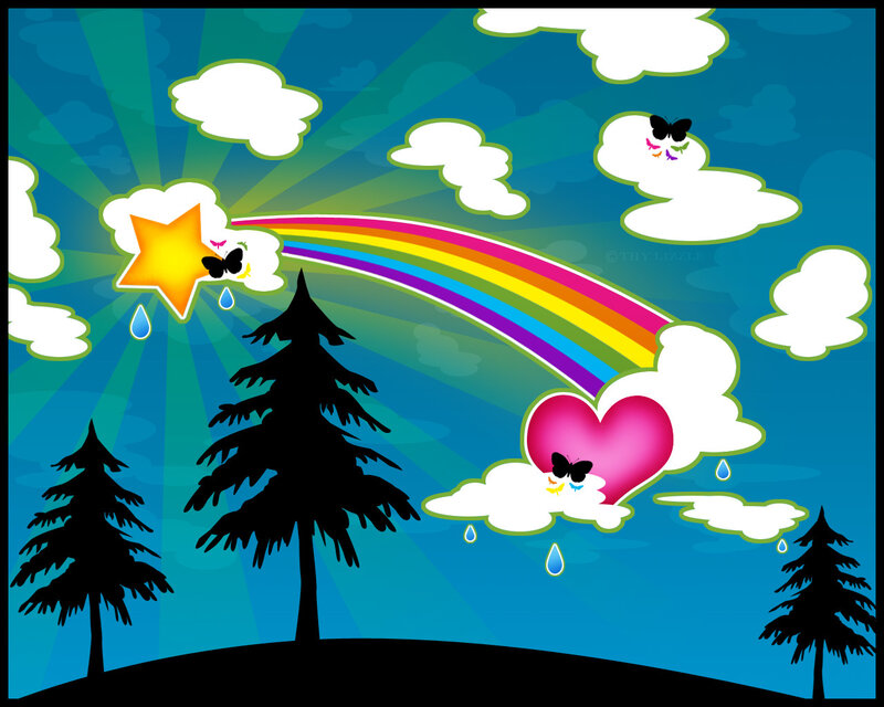 Rainbow and Heart in Sky