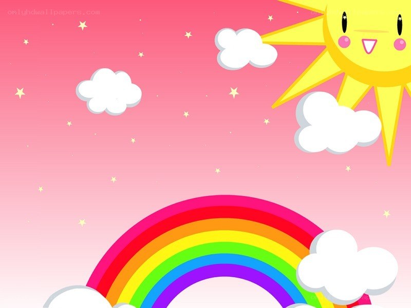 rainbow and smiling sun