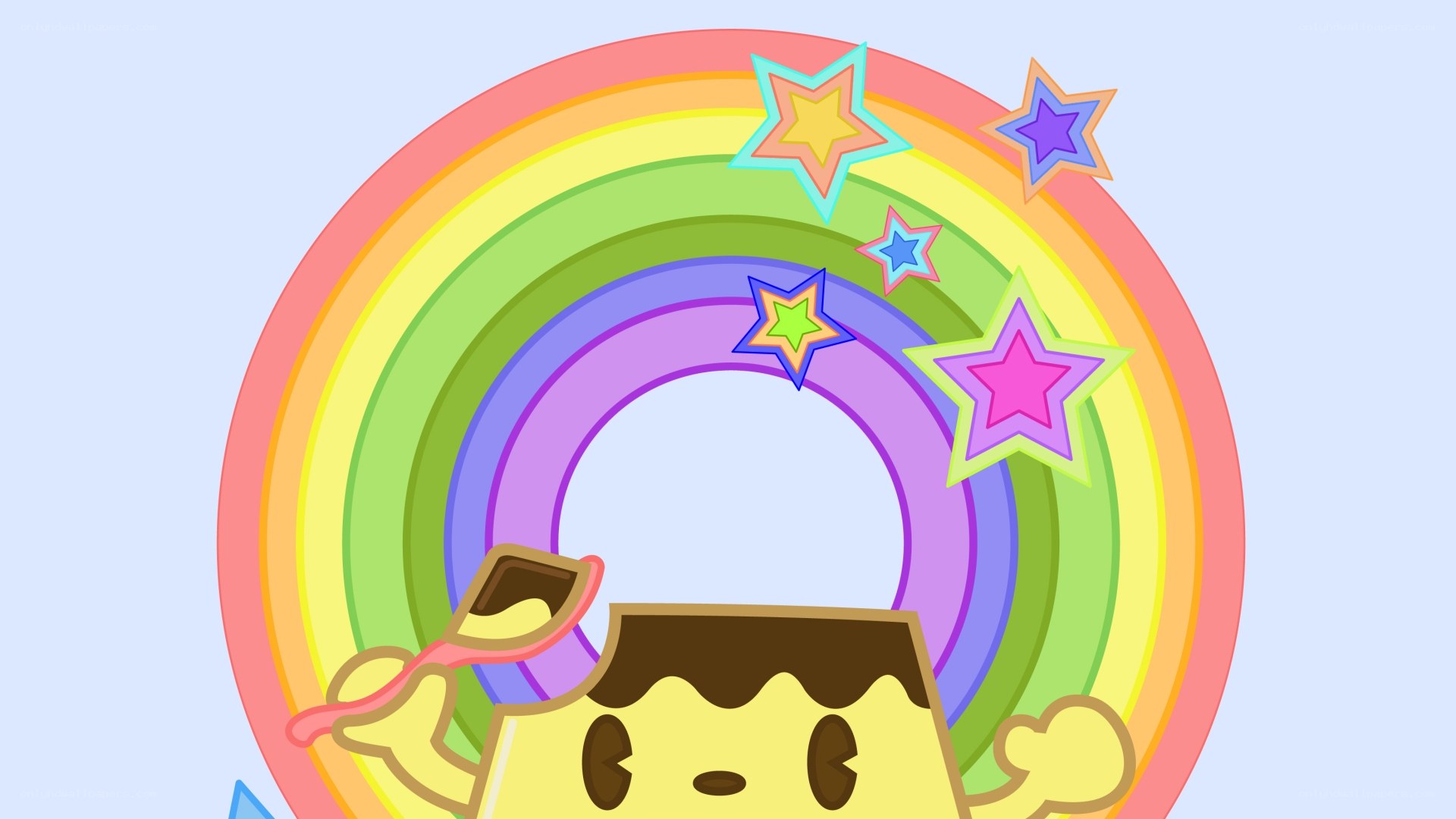 rainbow and stars with character