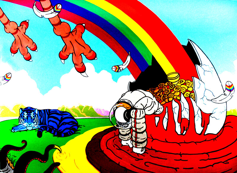 Rainbow and surreal creatures