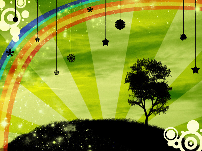 rainbow and tree silhouette