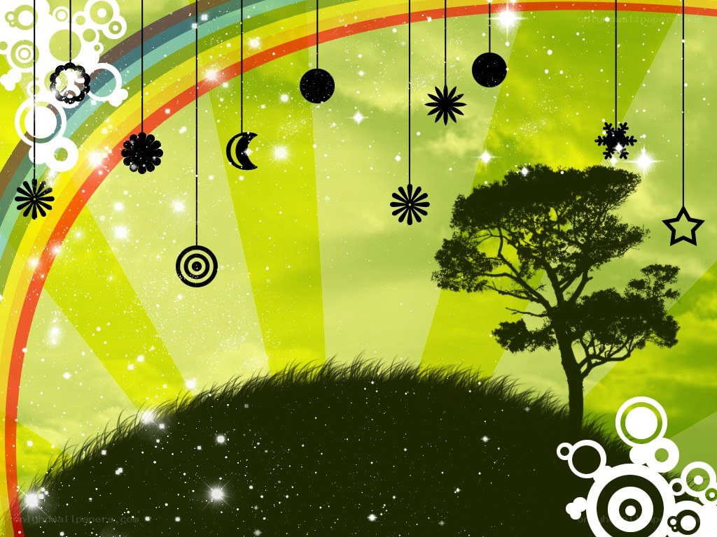 rainbow and tree silhouette