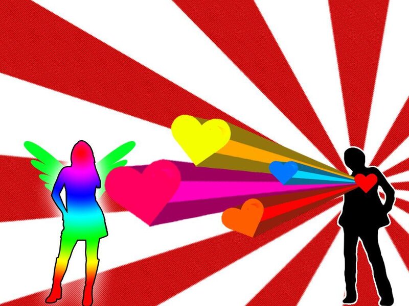 rainbow angel and heart beam