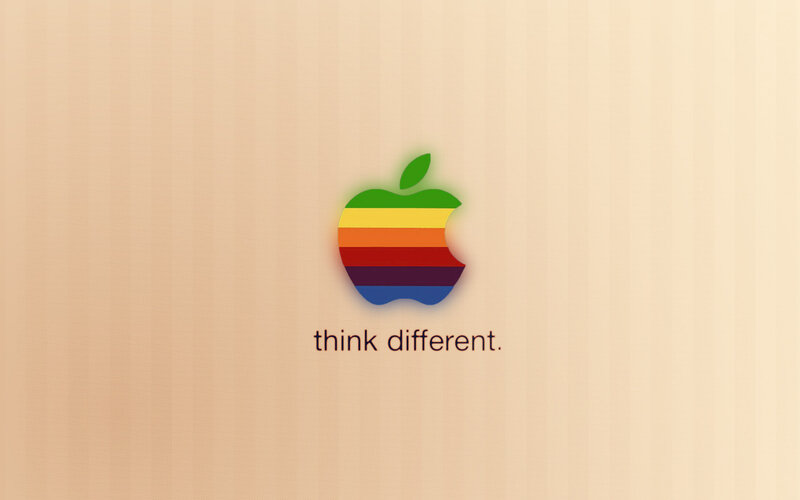 Rainbow Apple Logo — Beige