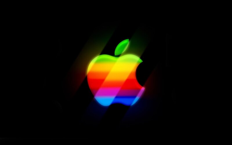 Rainbow Apple Logo — Black, Dramatic
