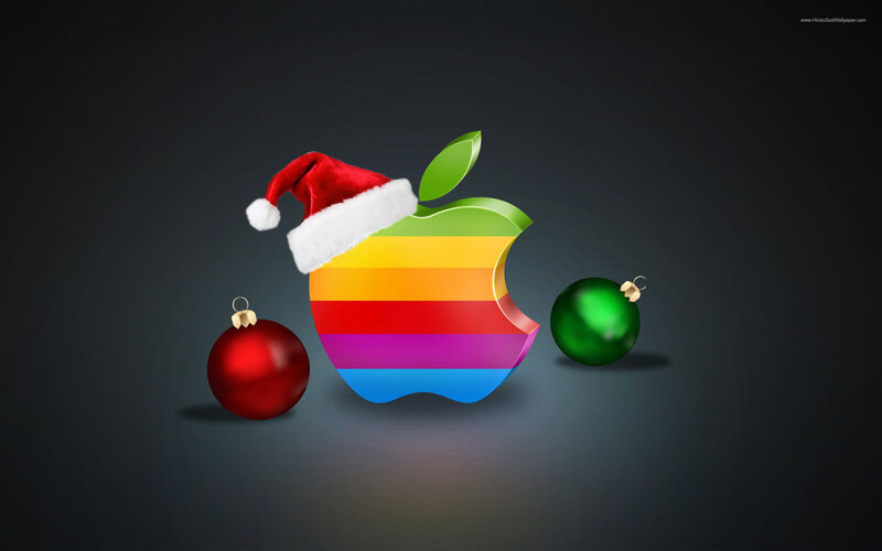 Rainbow Apple Logo — Black, Festive