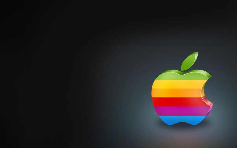 Rainbow Apple Logo — Black, Minimalist, 3d Render