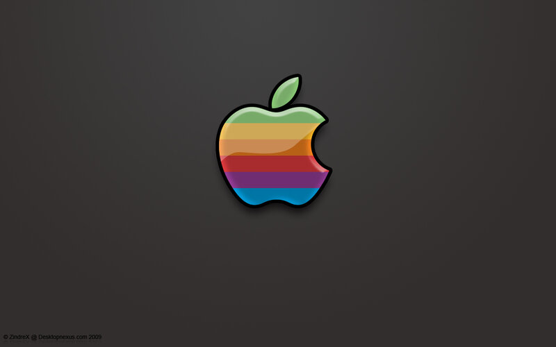 Rainbow Apple Logo — Black, Minimalist, Digital Art, Leaf, Multicolor
