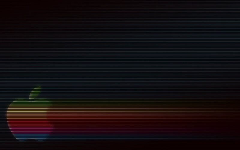 Rainbow Apple Logo — Black, Minimalist, Digital Art, Screen