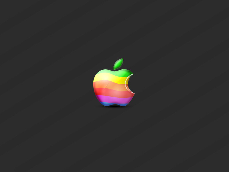 Rainbow Apple Logo — Black, Minimalist, Digital Art