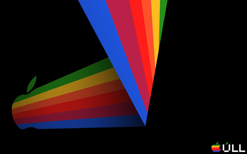 Rainbow Apple Logo — Black, Minimalist, Vector Art, Black Background