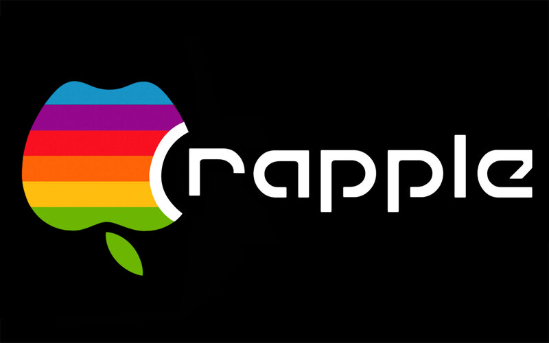 Rainbow Apple Logo — Black, Minimalist, Vector Art, Text