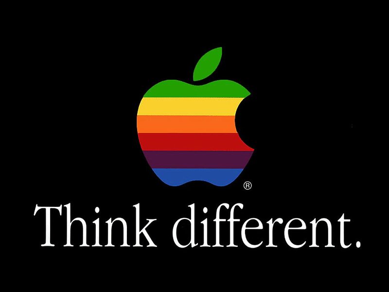 Rainbow Apple Logo — Black, Minimalist, Vector Art