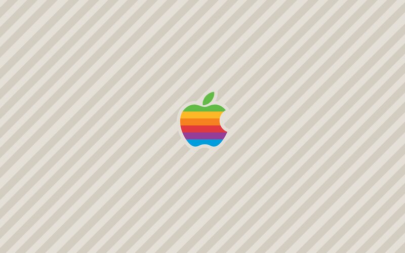 Rainbow Apple Logo — Gray, Minimalist, Vector Art