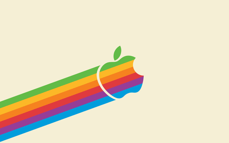 Rainbow Apple Logo — Green, Minimalist, Vector Art
