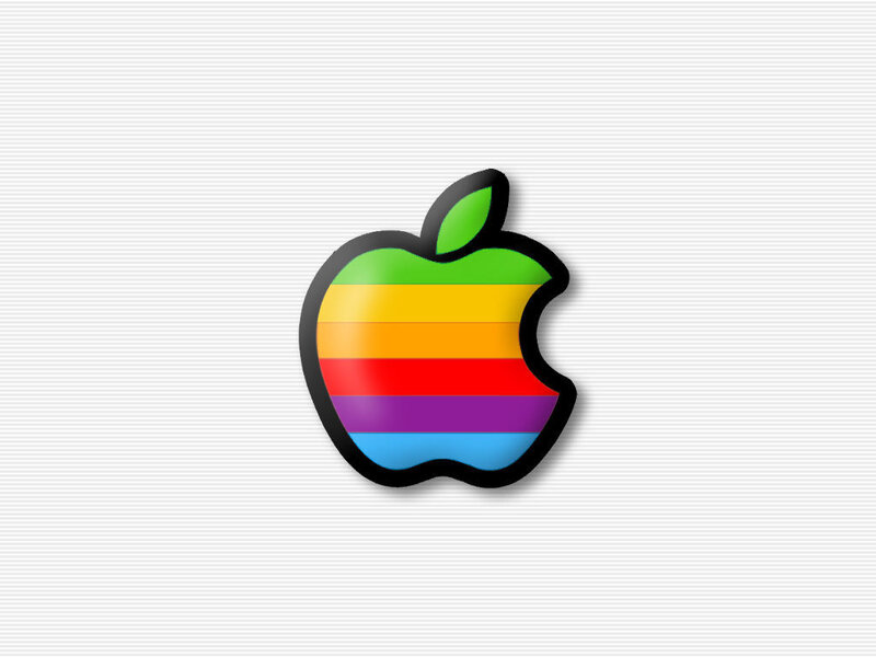 Rainbow Apple Logo — Green, Neutral, Digital Art
