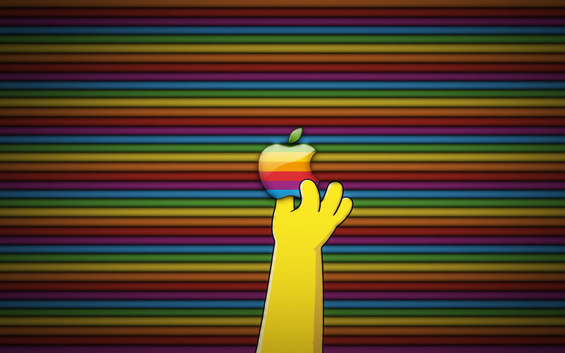 Rainbow Apple Logo Hand