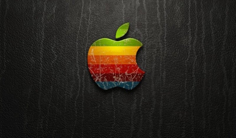Rainbow Apple Logo — Leather Texture