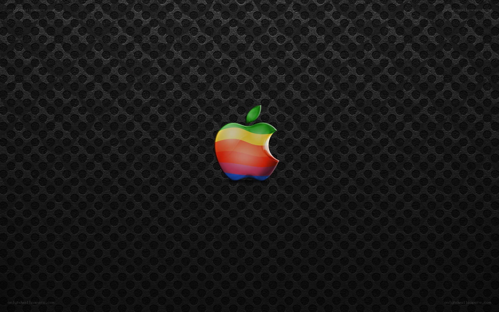 Rainbow Apple logo on black mesh