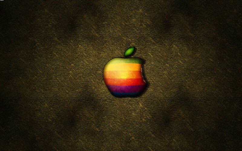 Rainbow Apple logo on dark background
