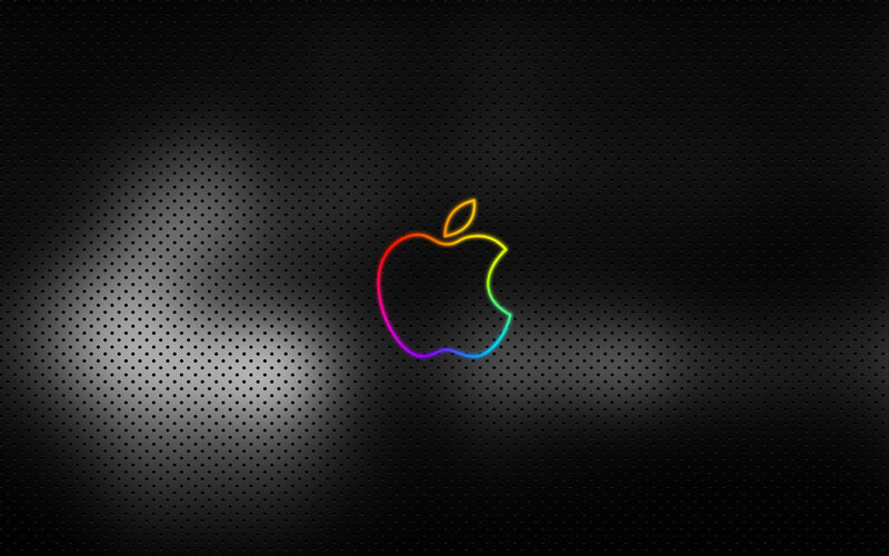rainbow apple logo on dark background