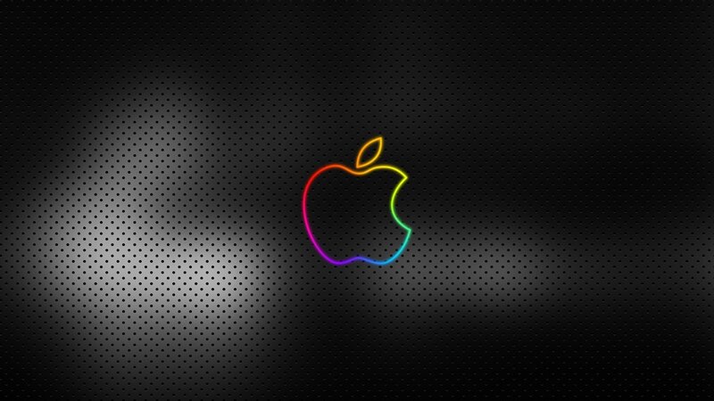 Rainbow Apple logo on dark background