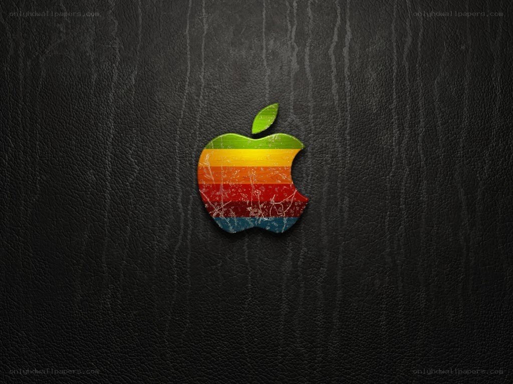 Rainbow Apple logo on leather