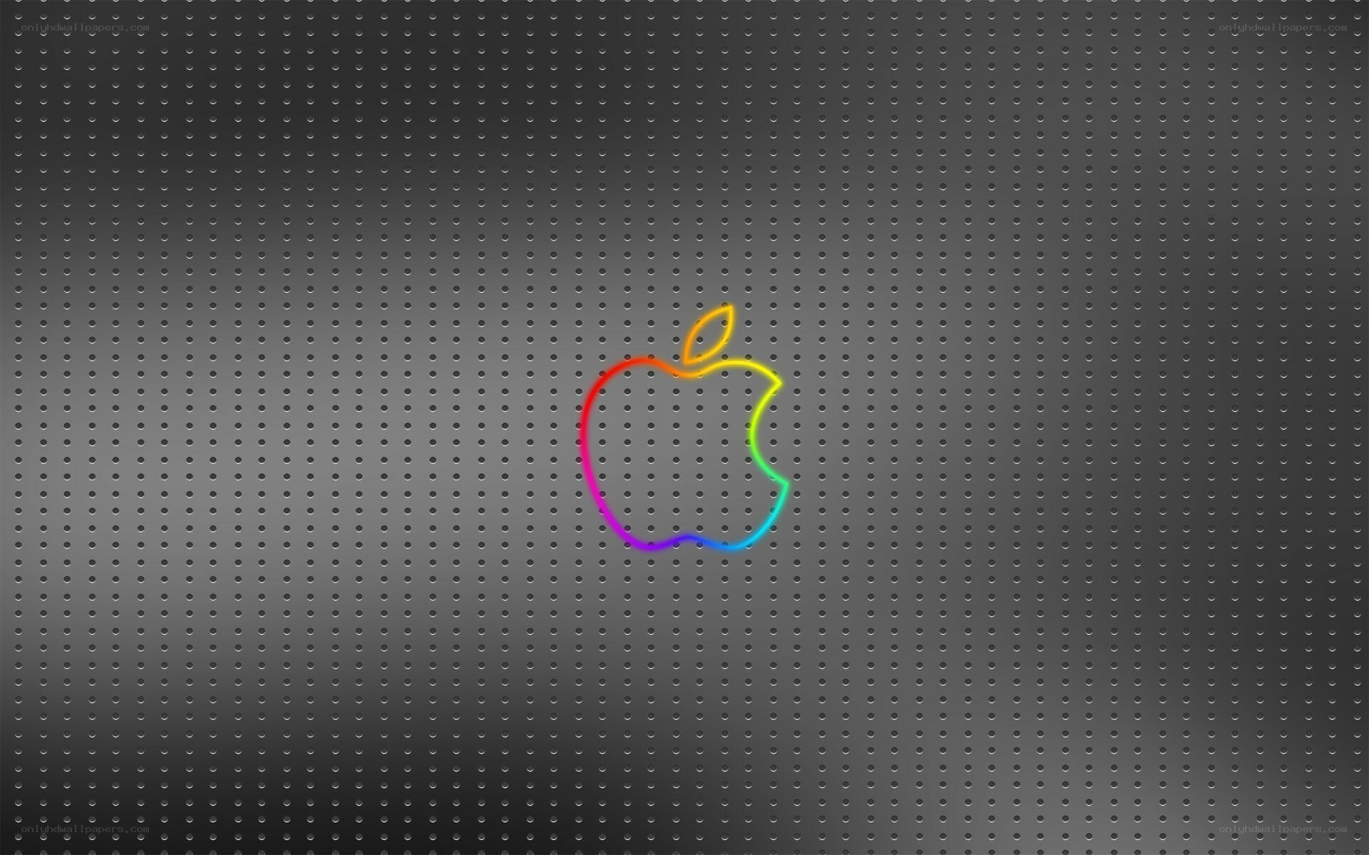 Rainbow Apple logo on metal