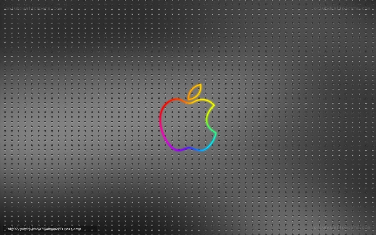 Rainbow Apple logo on metal