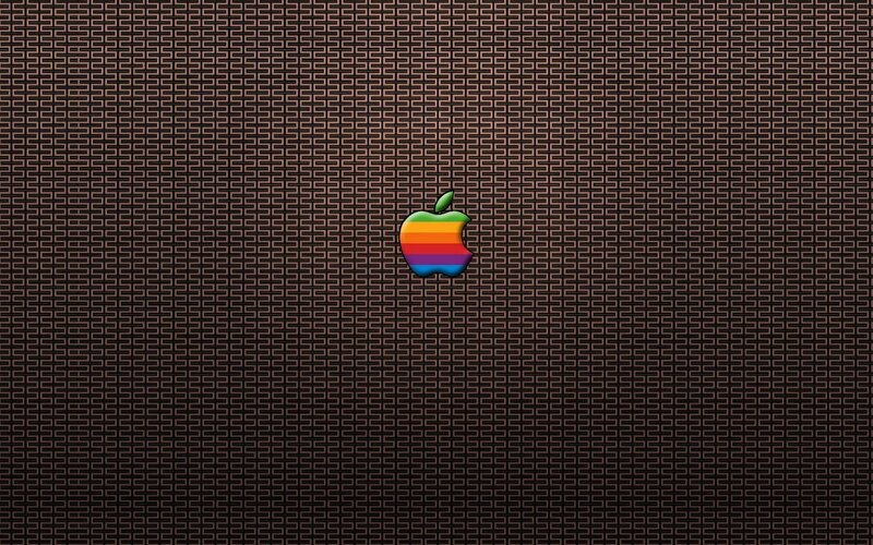 Rainbow Apple logo on textured background