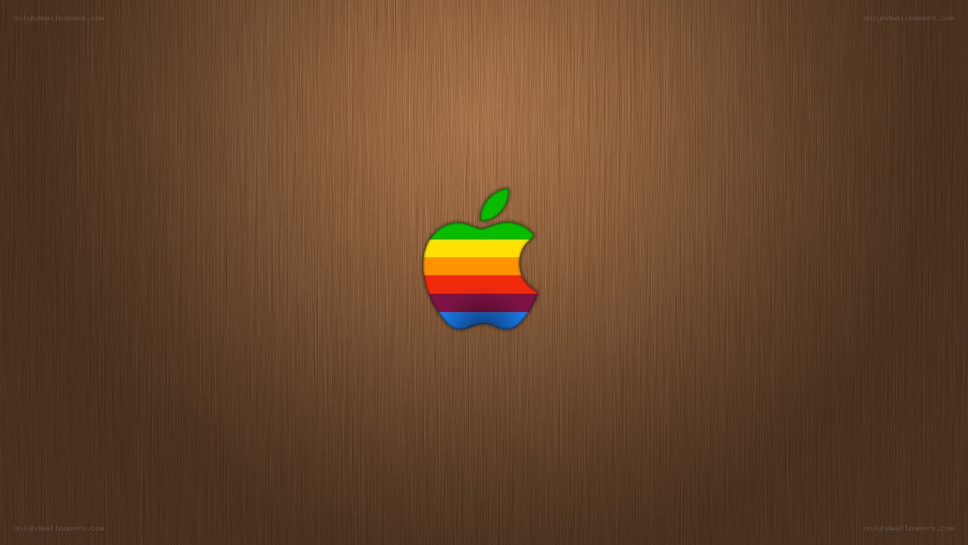 Rainbow Apple logo on wood