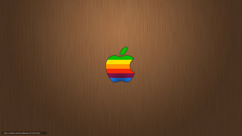 Rainbow Apple logo on wood