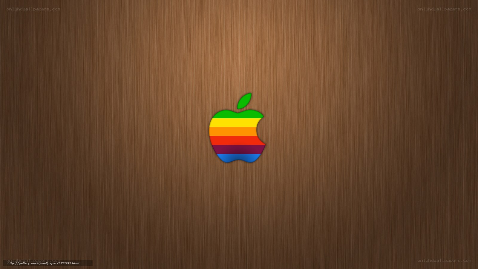 Rainbow Apple logo on wood