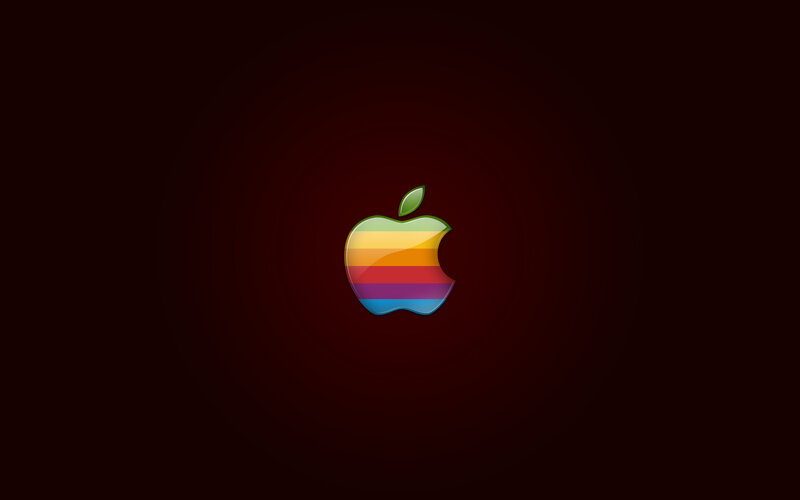 Rainbow Apple Logo — Red, Minimalist, Digital Art