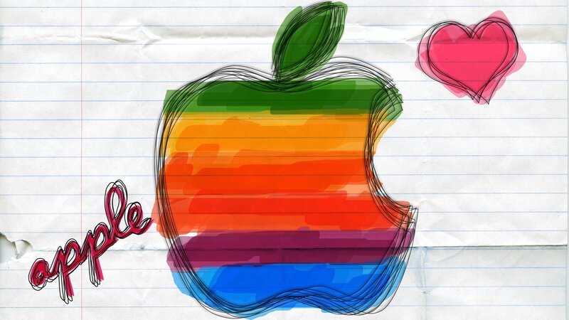 Rainbow Apple Logo — Red, Playful