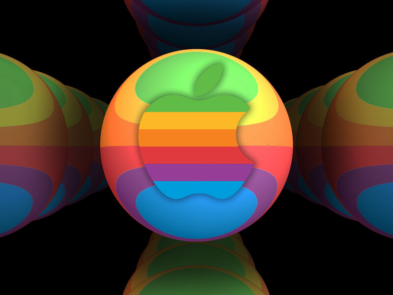 Rainbow Apple logo spheres