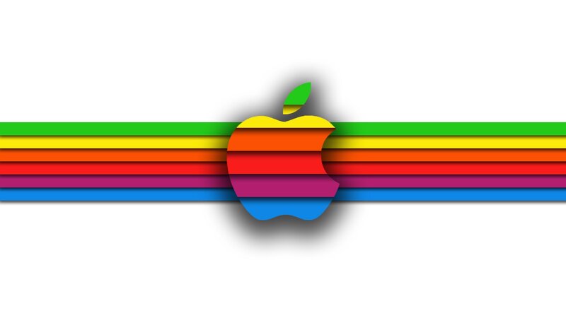 Rainbow Apple Logo — White, Clean