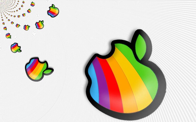 Rainbow Apple Logo — White, Vibrant